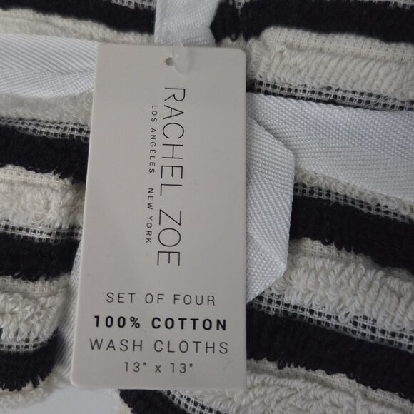 Rachel Zoe 8pc Cream And Black Striped Cotton Towel Set 2 Bath 4 Wash 2 Hand‎ - Picture 10 of 16